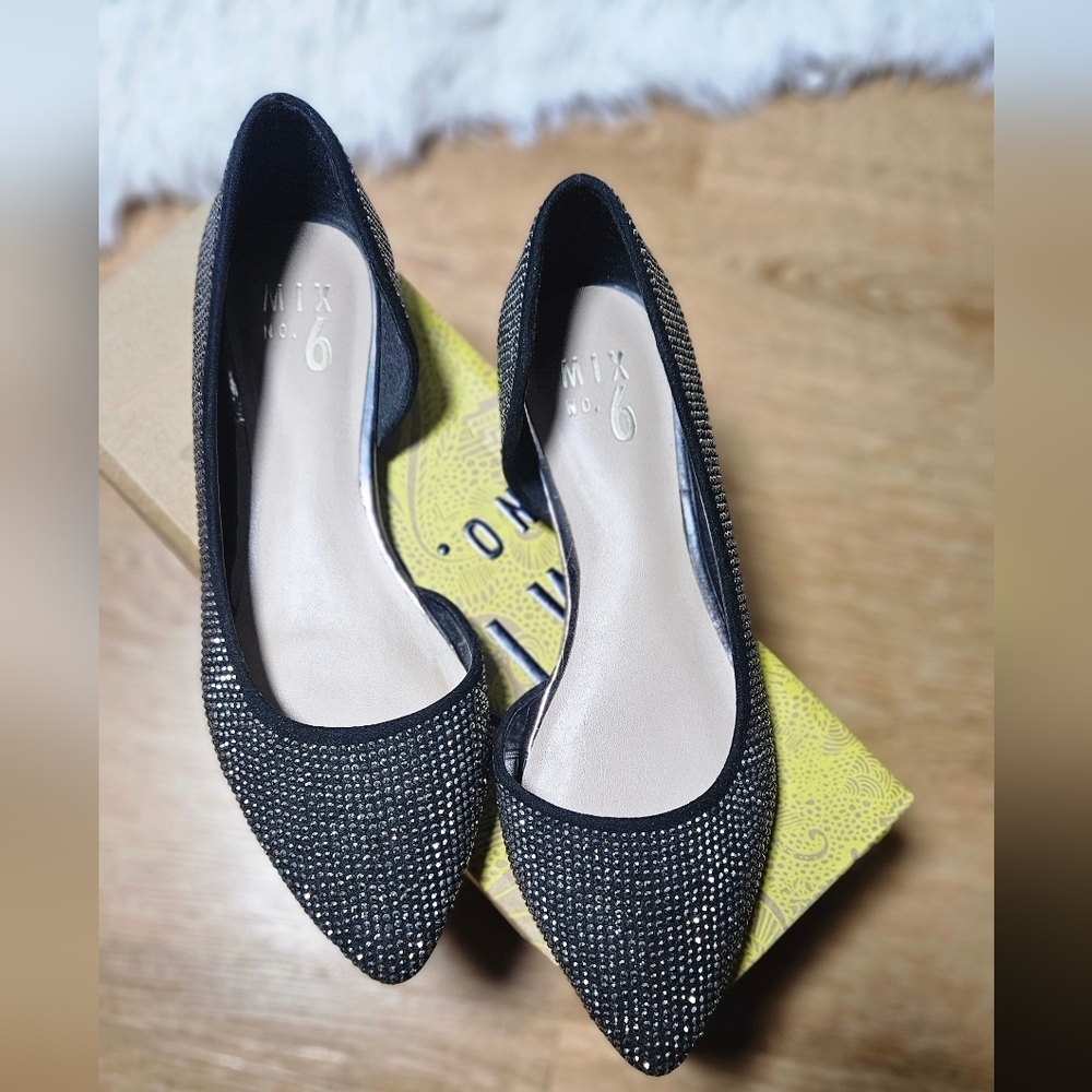 Mix No. 6 Black Rhinestone Flats for Glamorous Occasions